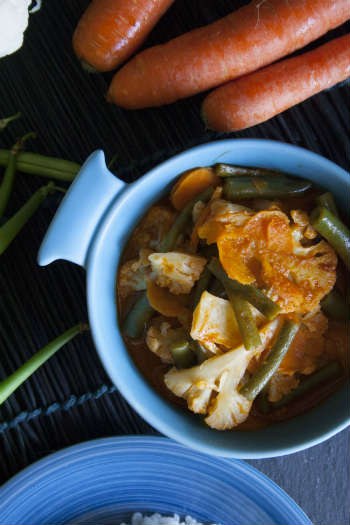 Verdure al red curry con riso basmati